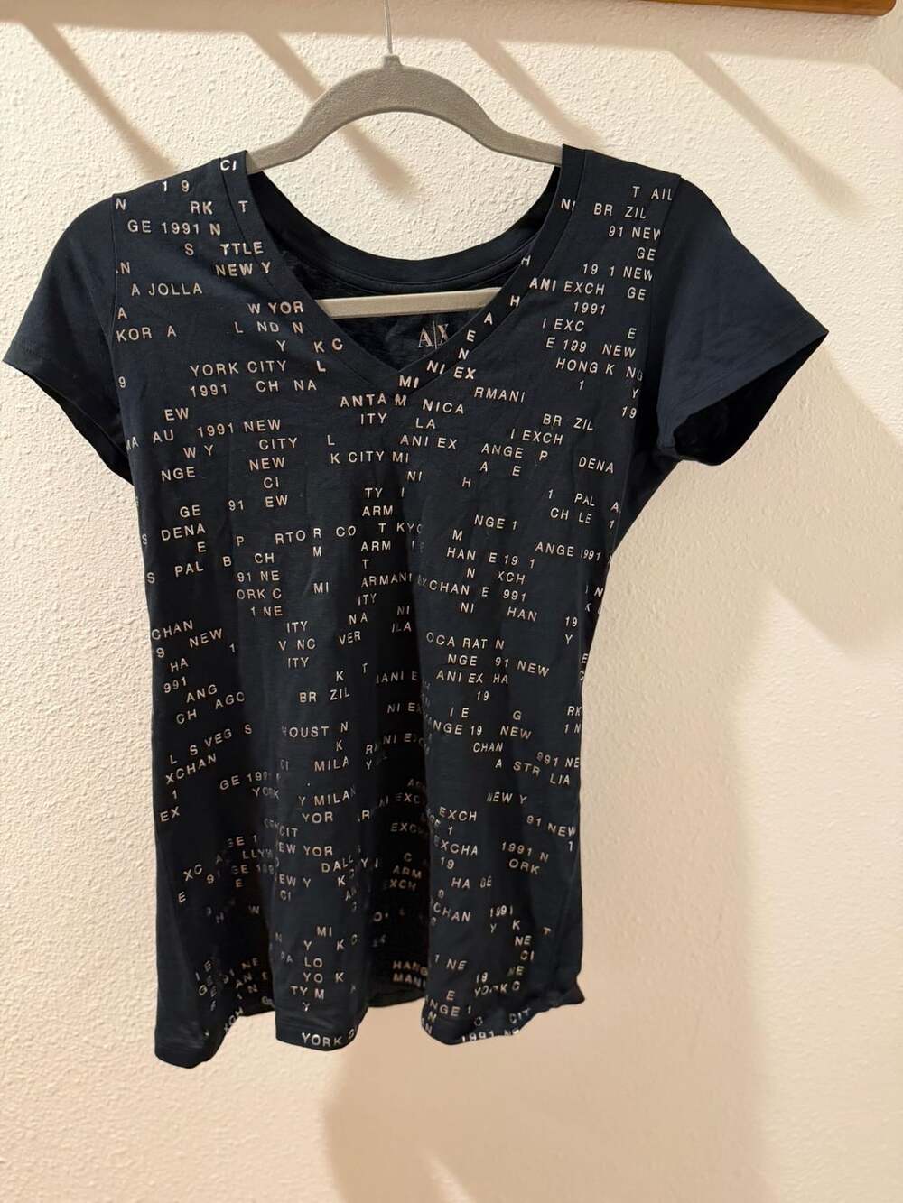 Armani Exchange All-Over City Print T-Shirt Size M Black